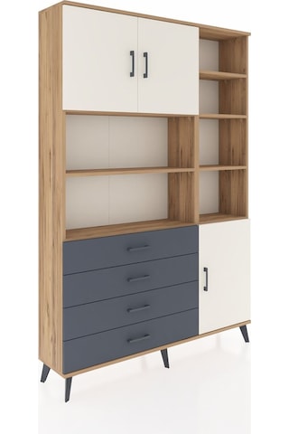 Arges Dolap 9 Raflı 4 Çekmeceli 3 Kapaklı 132x30x195 Çam-aytaşı/antrasit Aytası/antrasıt