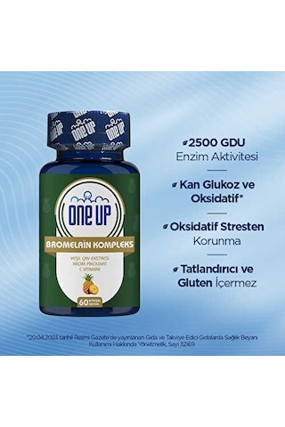 One Up Bromelain Kompleks 60 Kapsül