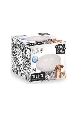 M-pets Urban Style Seramik Kedi Mama Ve Su Kabı Siyah Beyaz 350 Ml 15x14,5x11,5 Cm 244-51021.02