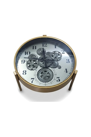Premium Metal Çarklı Sehpa Saat Oda Dekoru Ev Hediyesi Çalışma Masası Çok Renkli