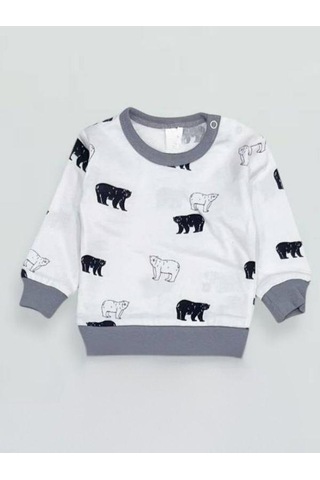 Erkek Bebek Desenli Pamuklu Pijama Takım-15341 Gri