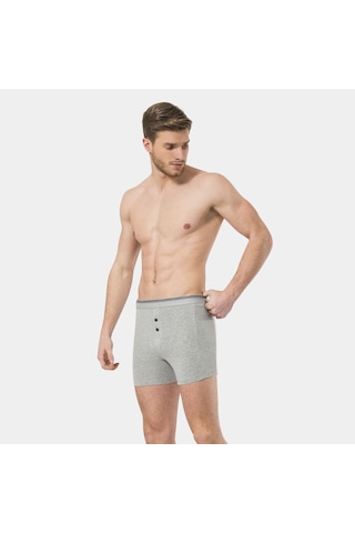 Türen Erkek Likralı Düğmeli Boxer 2'li Paket 135/gri Gri