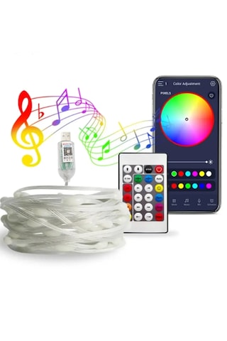 Bluetoothlu Usb Led Işık 10 Metre Rgb Çok Renkli Sese Duyarlı Çok