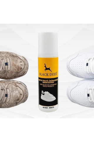 Black Deer Ayakkabı - Deri ve Kumaş Boyası Sneaker Beyaz Ayakkabı Temizleyici 75 ML
