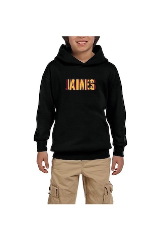 Zepplin Giyim Lebron James Yazı Siyah Çocuk Kapşonlu Sweatshirt Siyah