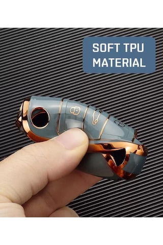 Lüx Seat Leon Fr Ibiza Arona Tarraco Lüks Nano Anahtar Koruma Kılıfı Gri Gold Altın Renk