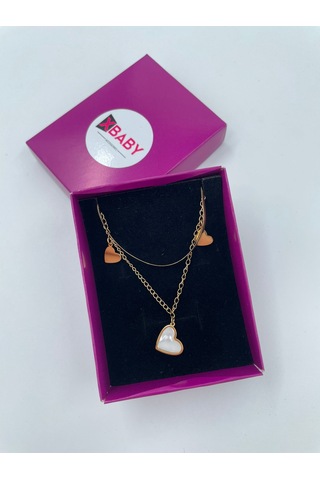 Xbaby İkili Kalp Gold Çelik Kolye Gold