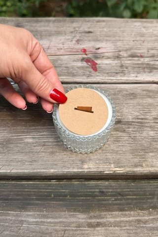 Mum Toz Kapakları 53mm Çap 20mm X 2 Mm Ahşap Fitil Boşluğu 50 Adet Kraft