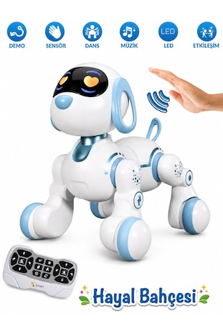 Uzaktan Kumandalı Şarjlı Çok Fonksiyonlu Eğitici Ve Öğretici İnteraktif Akıllı Robot Kedi-köpek Beyaz