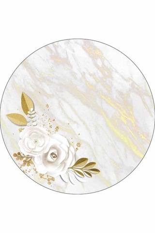 Krem Çiçek Desen Banyo Halısı Klozet Oval Paspas Seti Bs061n11