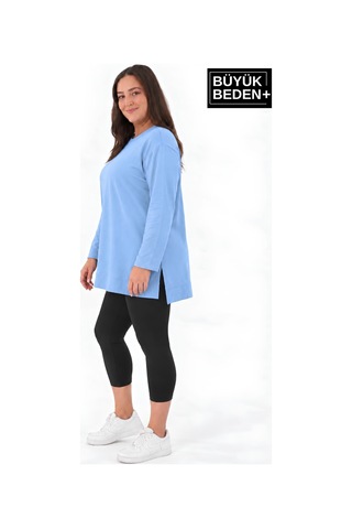 Süperlife Kadın Tunik Büyük Beden İnce Sweatshırt Spr26btk990 Blue