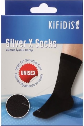 Kifidis Çorabı Şeker Hastalarına Özel Gümüş Iyonlu Sıkmayan Özel Dokuma Kumaş Siyahrenk Unisex Model Siyah