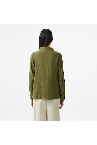 Nautica Kadın Yeşil Oversize Fit Gömlek Düz 55w072t Yeşil