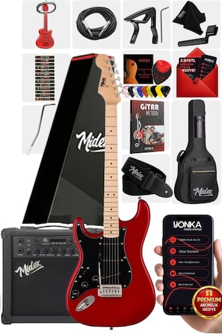 Midex Rph-31rd-25amp Solak Elektro Gitar 25w Amfili Full Set