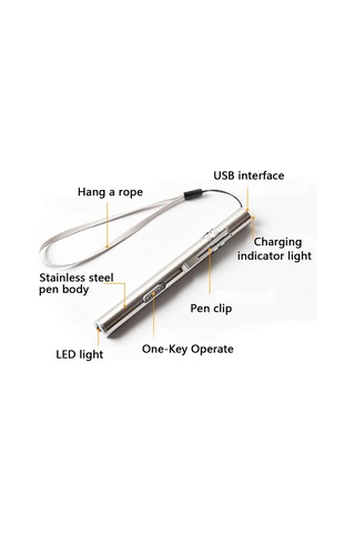 Hemşireler İçin 3'lü Usb Kalem Fener Led El Feneri, Paslanmaz Çelikten Üretilmiş Tıbbi El Feneri, Şarj Edilebilir Mini Lamba, Klipsli Pratik Kalem Fener