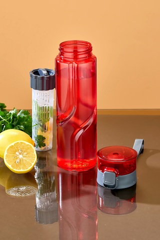 800 Ml Detoks Su Matarası Suluk Pipetli , Bpa Sız, Kilitli Ve Sızdırmaz Kapak - Kırmızı Kırmızı