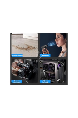 Uruchı X3 2026 Şarjlı Hava Üfleyici & Vakum Gerçek 130000 Rpm, 8000mah Batarya, 3 Kademeli Turbo Toz Üfleyici Ve Çekici, Bilgisayar, Klavye, Ev, Araç Ve Dış Mekan Kullanımı, Çantalı