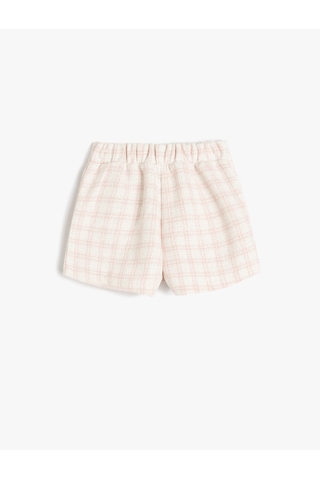 Koton Ekoseli Beli Lastikli Kruvaze Şort Etek Pembe Ekose 5smg40030aw Pembe Ekoseli Pembe