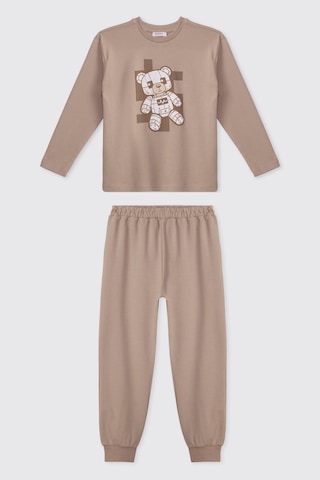 Panço Erkek Çocuk Ayıcık Baskılı Bej Pijama Takımı 2621bk39005 Krem