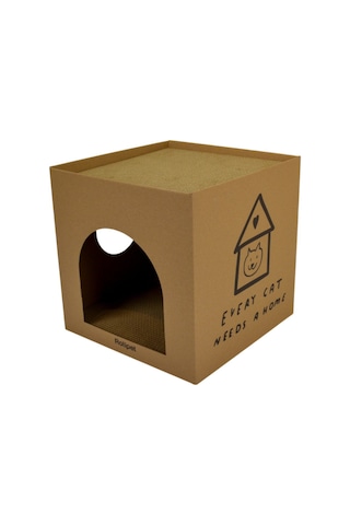 Box 1 Cube Karton Kedi Tırmalama Doğal