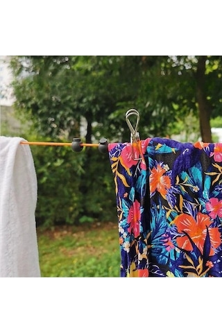 Didadodo Turuncu 10m Delikli Olmayan Çamaşır İpi Geri Çekilebilir Taşınabilir Seyahat Kurutma Rafı Açık Kamp Rüzgar Geçirmez Taşınabilir Asılı Çamaşır İpi - Küçük Ve Pratik Turuncu