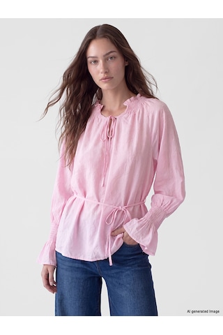 Lcw Modest Pembe Desenli Kuşaklı Kadın Gipeli Tunik