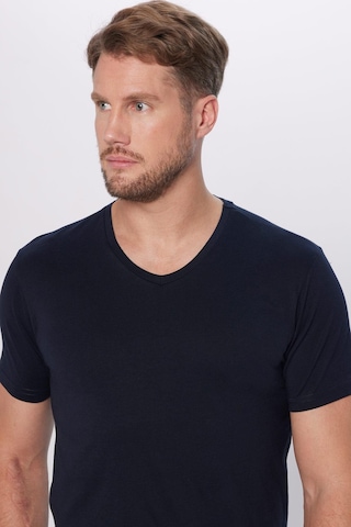 Tudors Erkek Slim Fit Dar Kesim %100 Pamuk Yumuşak Dokulu Lacivert V Yaka Tişört-32121 Lacivert