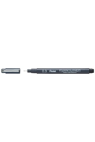 Pentel Pointliner S20p-3a, Fineliner, Siyah, Suya Dayanıklı Ve Solmaz, 0,3 Mm