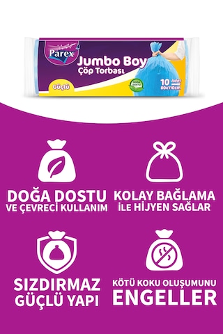 Güçlü Çöp Torbası Jumbo Boy 10'lu 80 X 110 Cm Üçlü Set