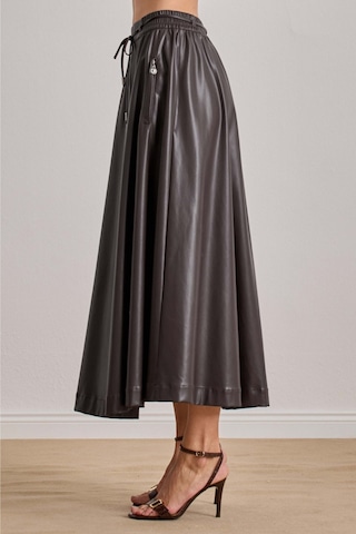 Maxi Kahverengi Deri Etek Kahverengi