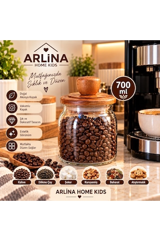 700 Ml Akasya Kapaklı Cam Kavanoz