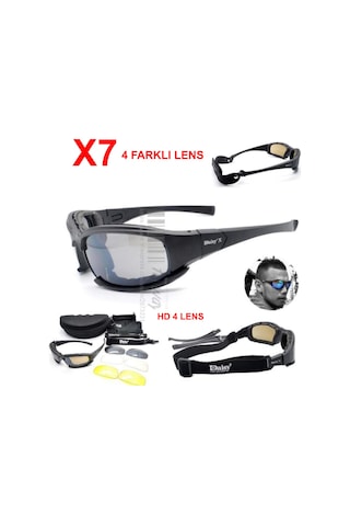 Daisy X7 Uv400 Polarize Değişebilir 4 Lensli Motorsiklet Gözlüğü N11.416