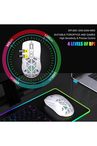 Jms 2 Modlu Bluetooth Şarj Edilebilir 2.4G Usb Kablosuz RGB Mouse