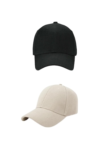 Ritagarcia Unisex Ayarlanabilir Spor Siyah-taş Basic Kep Şapka 2'li Set Siyah