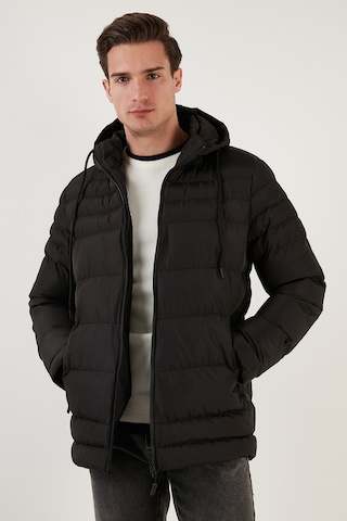 Buratti Su Itici Slim Fit Soğuğa Ve Rüzgara Dayanıklı Kapüşonlu Şişme Erkek Mont 649005 Siyah