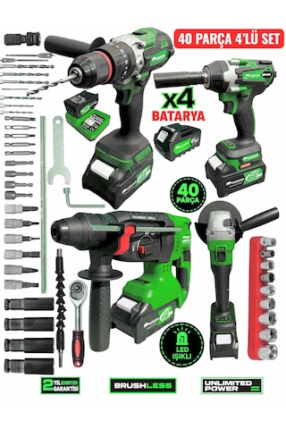 Schmıtzer 4lüset-y Pro 21v 40 Parça Şarjlı Akülü 3 Modlu Hilti Matkap Somun Sıkma Sökme Taşlama