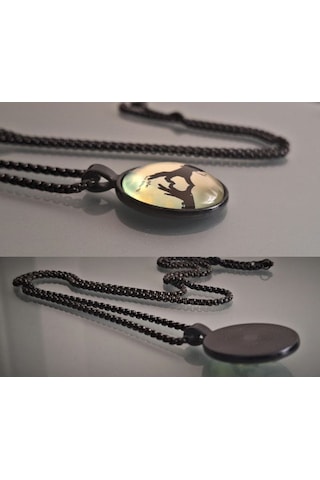 Sevgiliye Hediye Paslanmaz Metal Cam Sevgi Ve Aşk Kalp Kolye Siyah