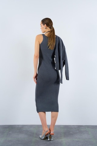 Fitilli Elbise Hırkalı Takım - Füme Çok Renkli