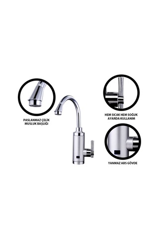Sıcak Musluk ASG-4S Tezgaha Monteli Ani Su Isıtıcı Termal Şofben Musluk