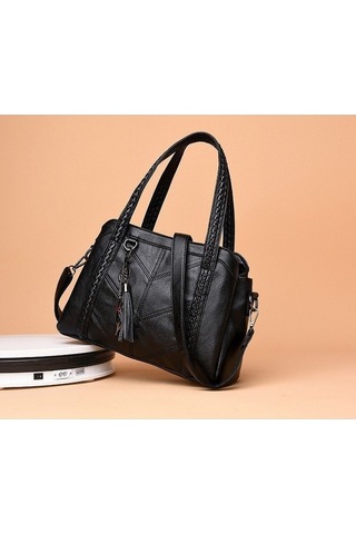 Shidai888 Yüksek Kaliteli Deri Tote Çanta Çanta, Kadın Çanta Siyah