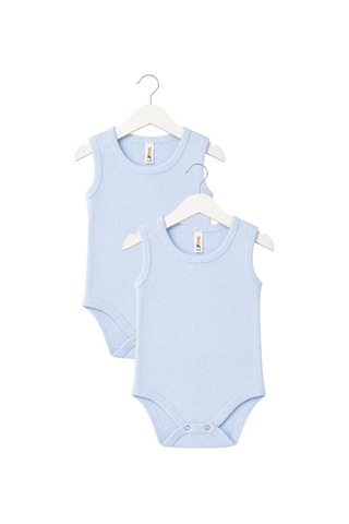 H&c Coolboy H&c 2'li %100 Pamuk Desenli Jakarlı Kolsuz Bebek Body Zıbın Mavi