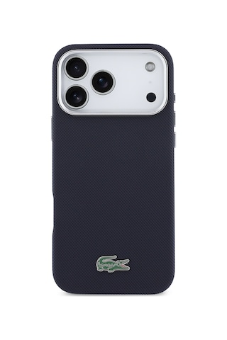 Apple iPhone 17 Pro Max Kılıf Lacoste Lisanslı M-safe Uyumlu Pvc Pike Desen İkonik Timsah Logolu Lacivert