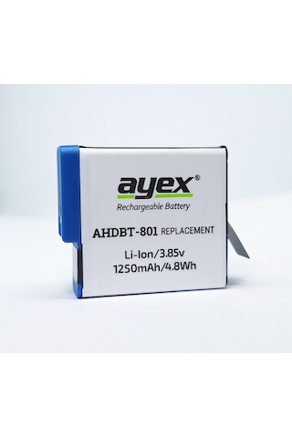 Ayex Ahdbt-801 Batarya, Gopro Hero 8, 7, 6, 5 Uyumlu