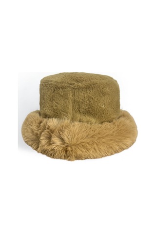 Me-vo Kış Sezonu Peluş Bucket Şapka, Karamel Rengi, Yumuşak Suni Kürk Bej