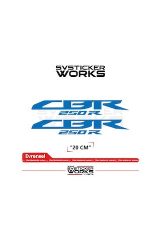 Honda Cbr 250r Sticker Uyumlu Yazı Yüksek Kalite Özel Kesim Folyo 2'li Set Mavi