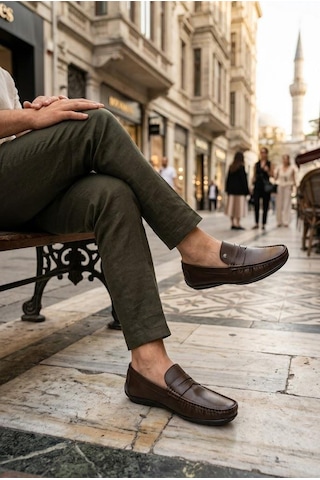 Pierre Cardin 90220 Rahat Esnek Hakiki Deri Erkek Loafer Ayakkabı Kahve