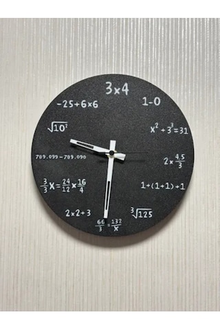 Matematik Denklemli Duvar Saati - Siyah Modern Okul Ve Ofis Hediyesi
