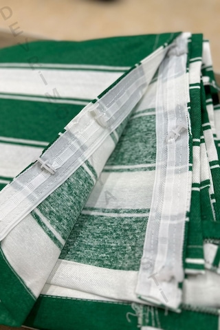 Balkon Perdesi 1,sınıf Gabardin Kumaş Lüks Perde Yeşil - Beyaz