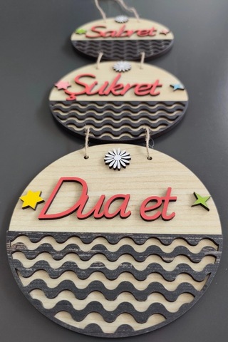 Sabret Şükret Dua Et 2d Mdf Lazer Kesim Akçaağaç-rebap Kapı Ve Duvar Süsü