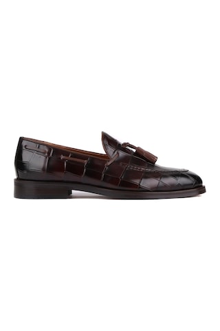 Shoetyle - Kahverengi Croco Deri Püsküllü Erkek Klasik Ayakkabı 250-7951-841-kahverengi